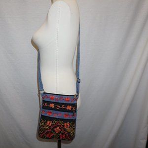 Floral Embroidered suede 5 zip crossbody festival boho bag RAYZ multi function